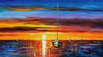 里奥纳水彩黄昏海景油画