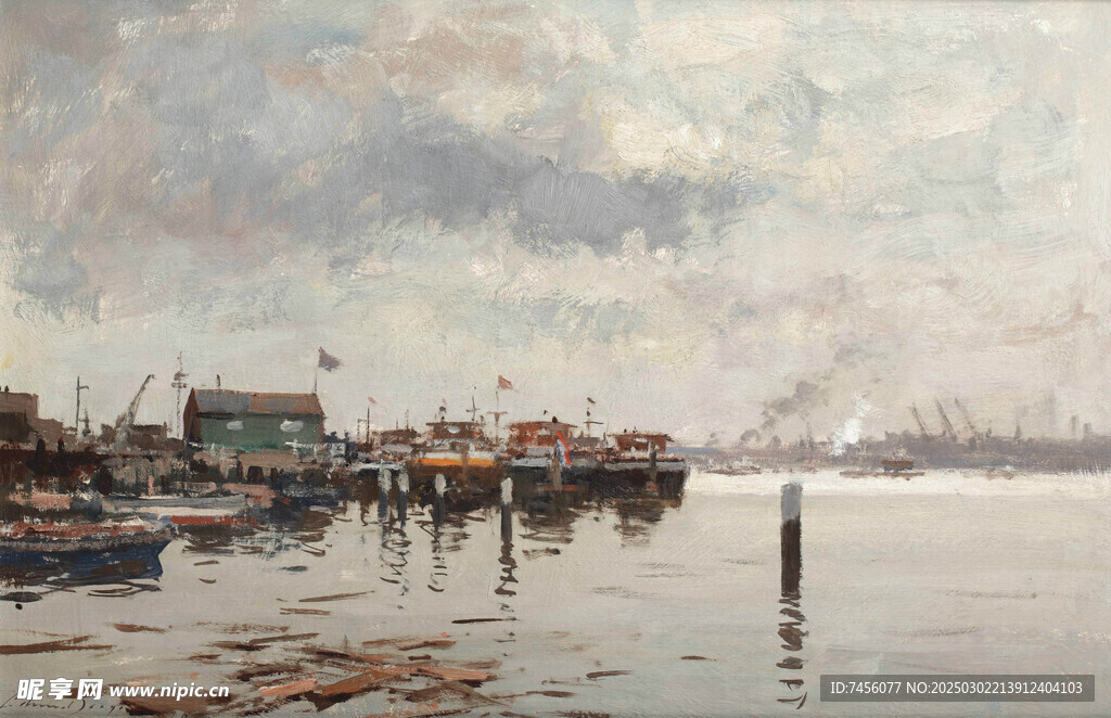 锡戈油画湖畔风景画图片