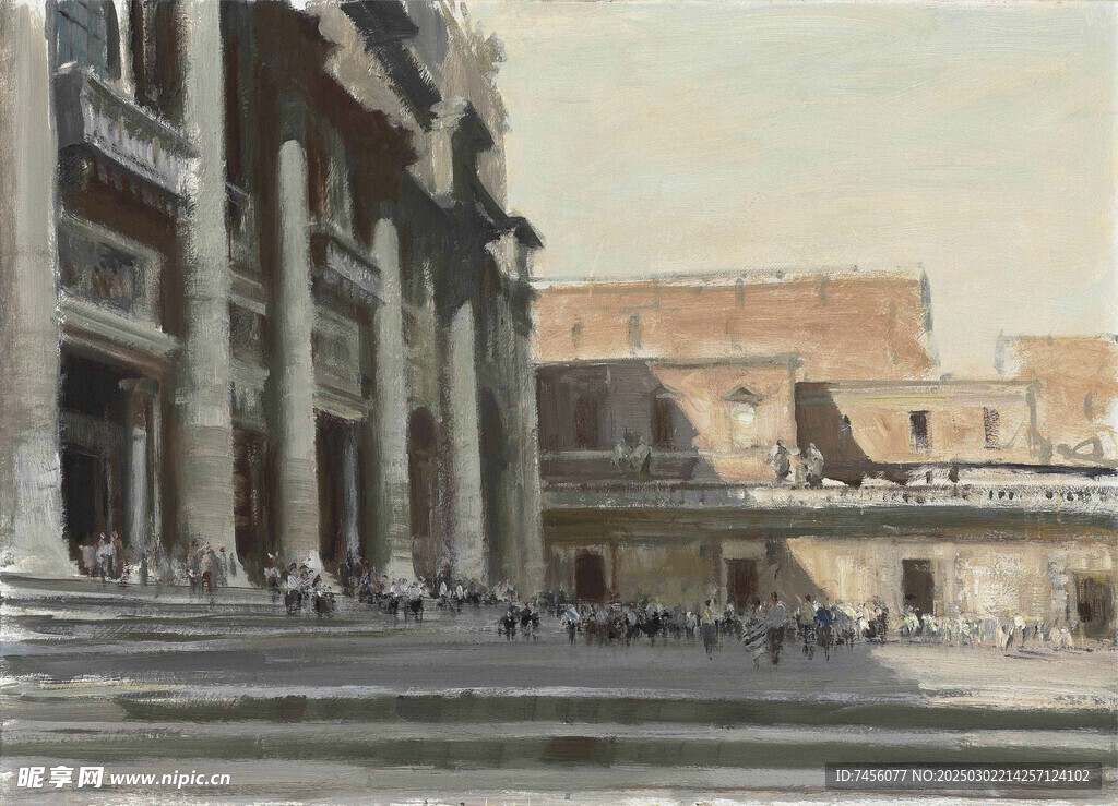 锡戈油画建筑风景画图片
