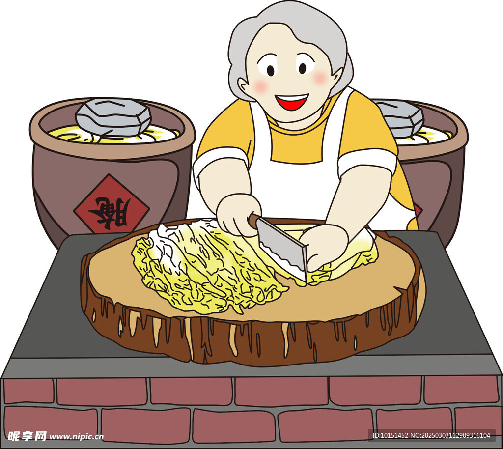老太太切酸菜