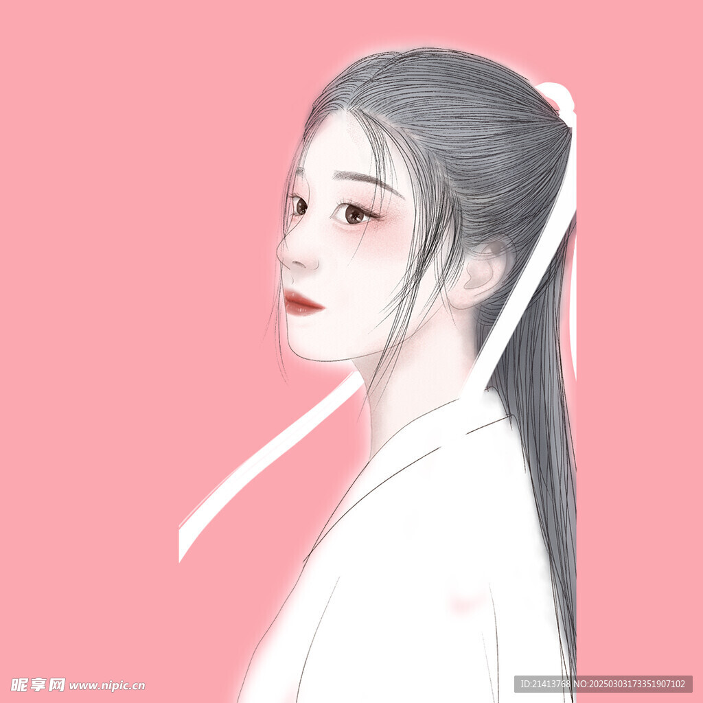 手绘女孩女人