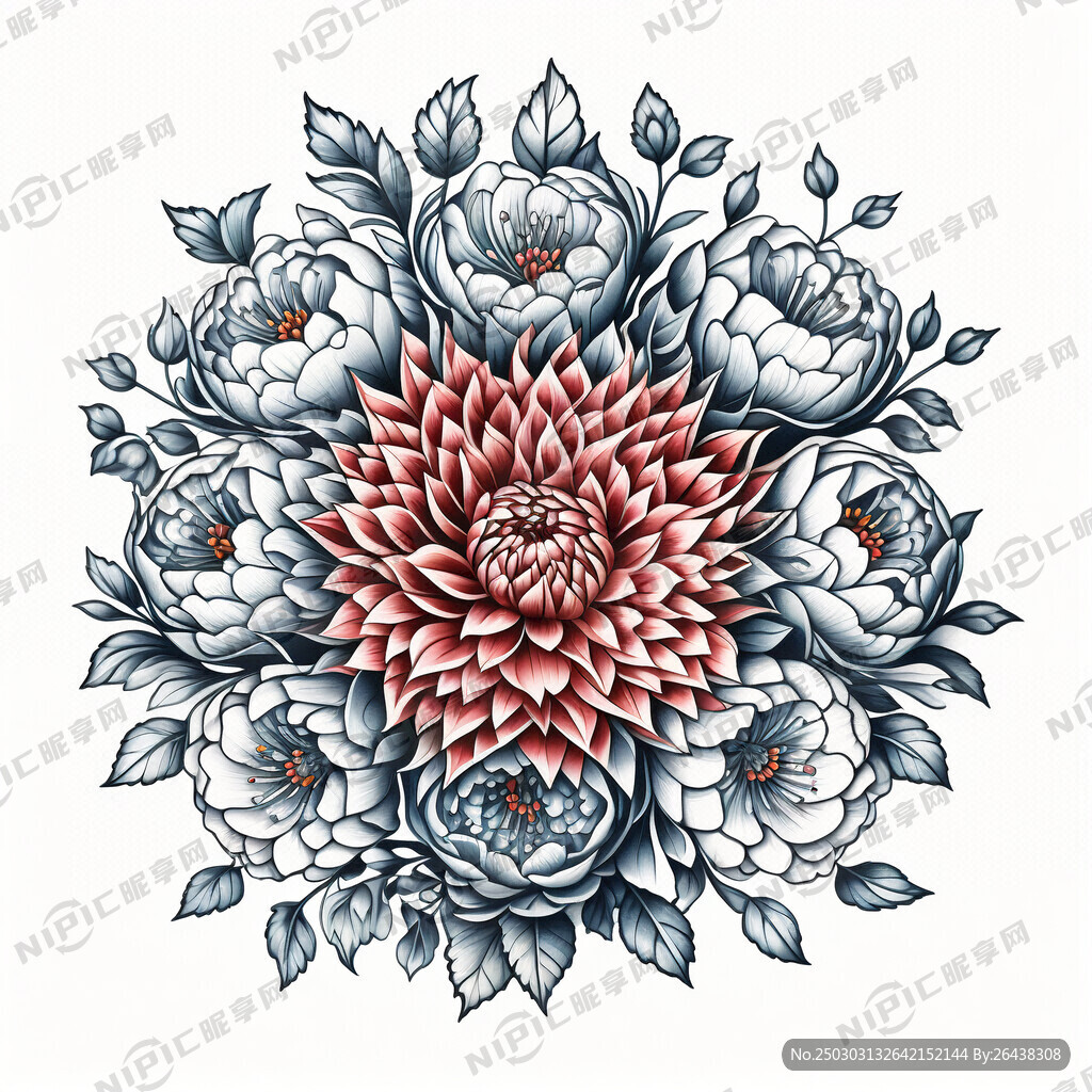 线条花 枝叶跟花差不多大