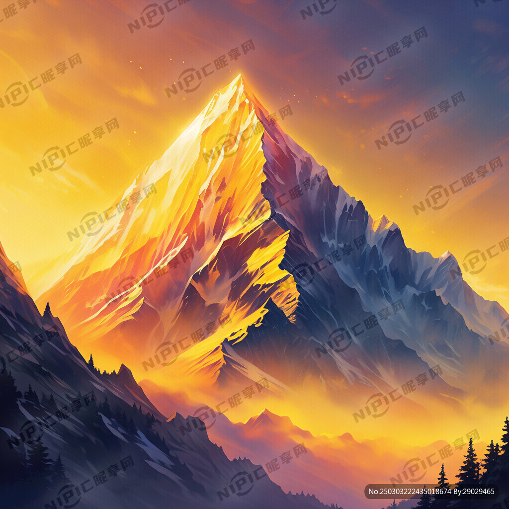 渐变黄底色珠峰