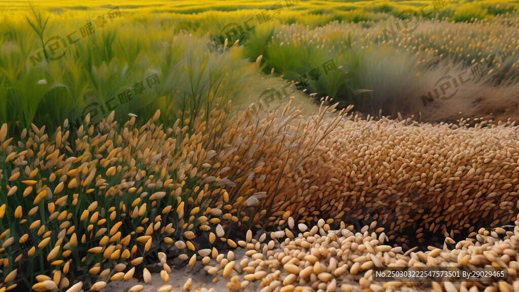 渐变黄底色 青稞田