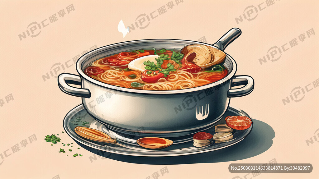 汤锅海报 复古色  室内背景