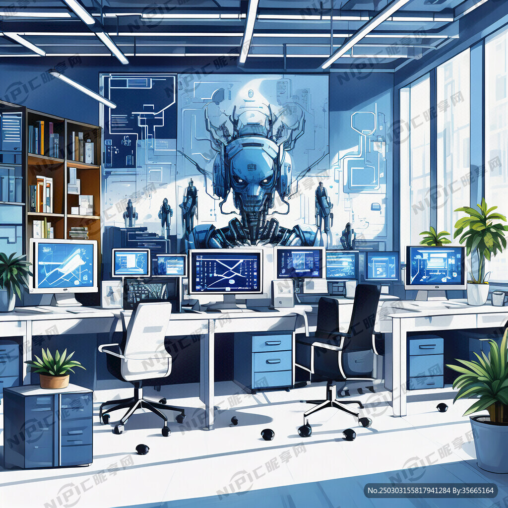 办公室海报 蓝色和白色背景