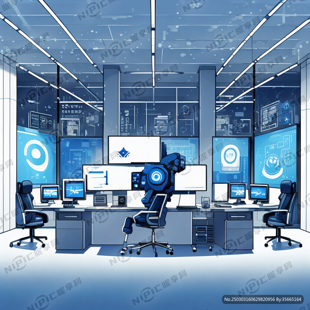 办公室海报 蓝色和白色背景