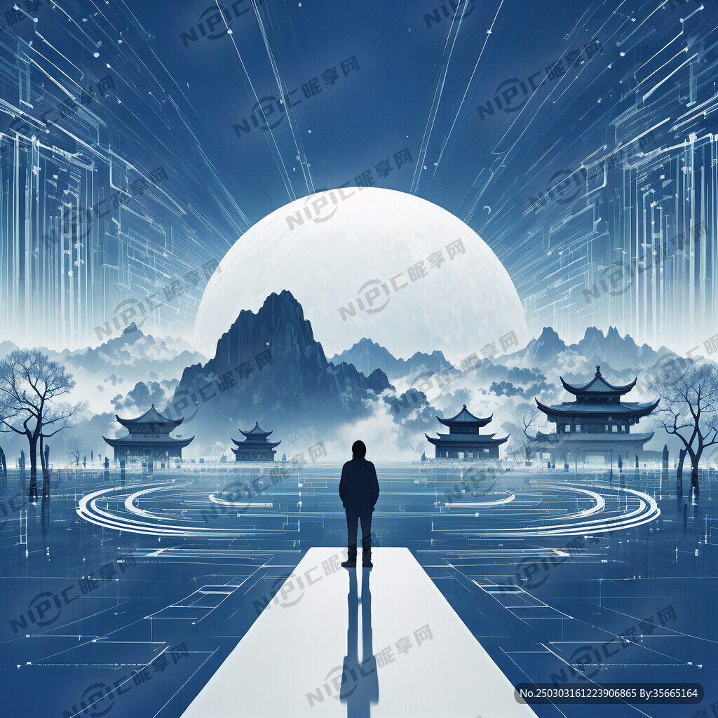 蓝色和白色背景 突出人工智能