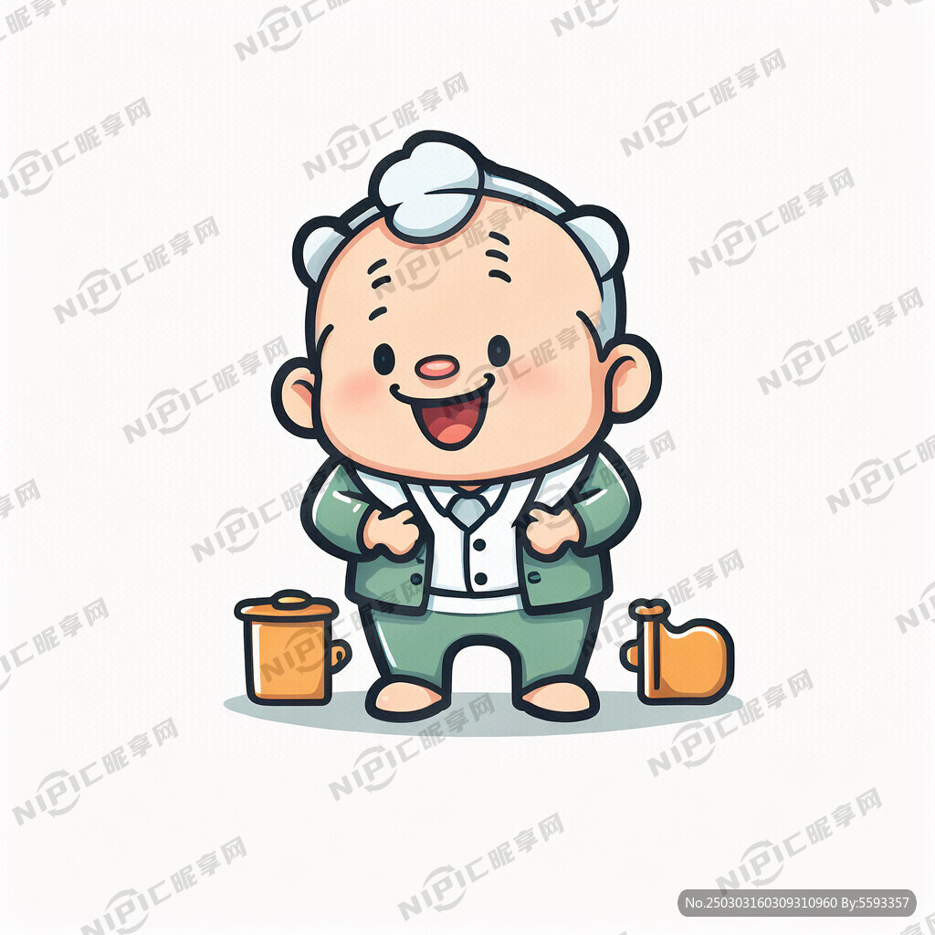 小二养老卡通形象标志