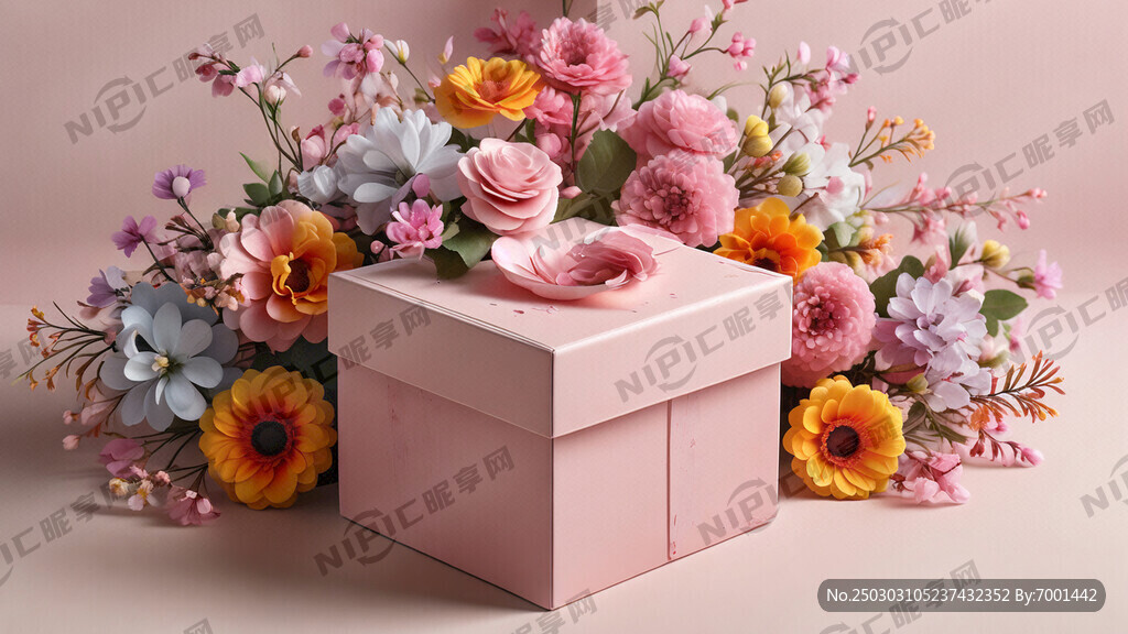 盒子淡粉色打底