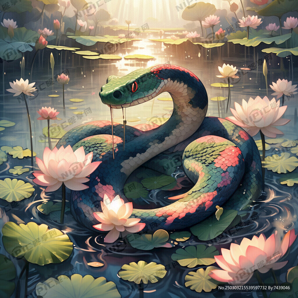 荷花池中的蛇