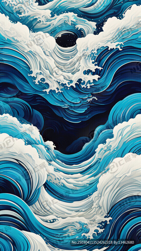 蓝白相间的抽象海洋波浪