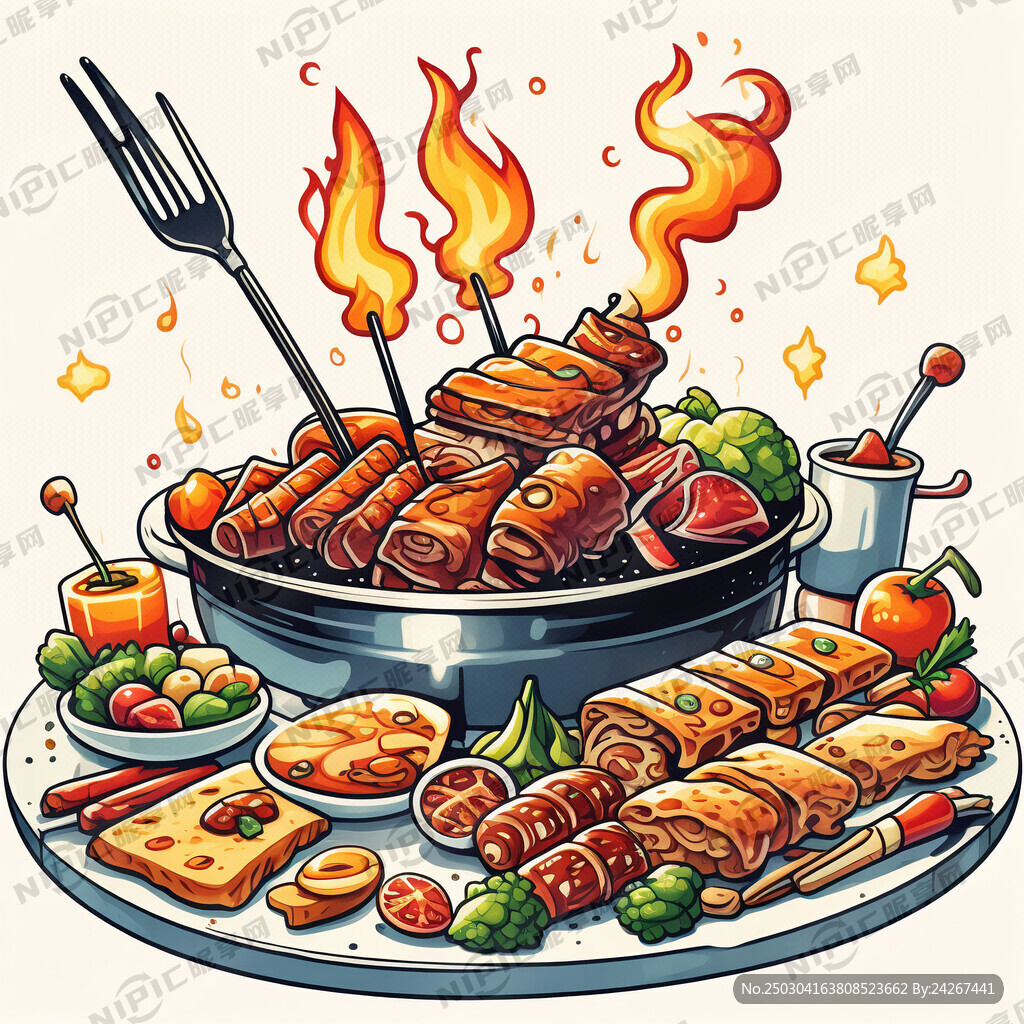 美味烧烤卡通图片