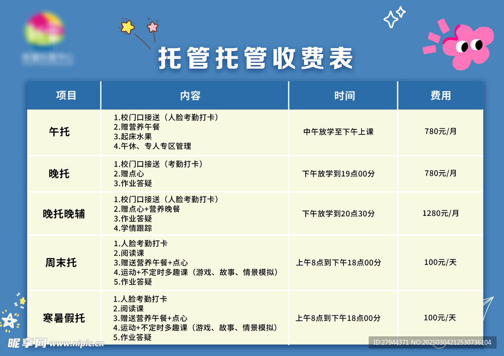 收费表海报