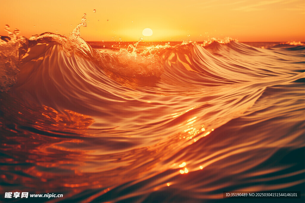 夕阳海浪