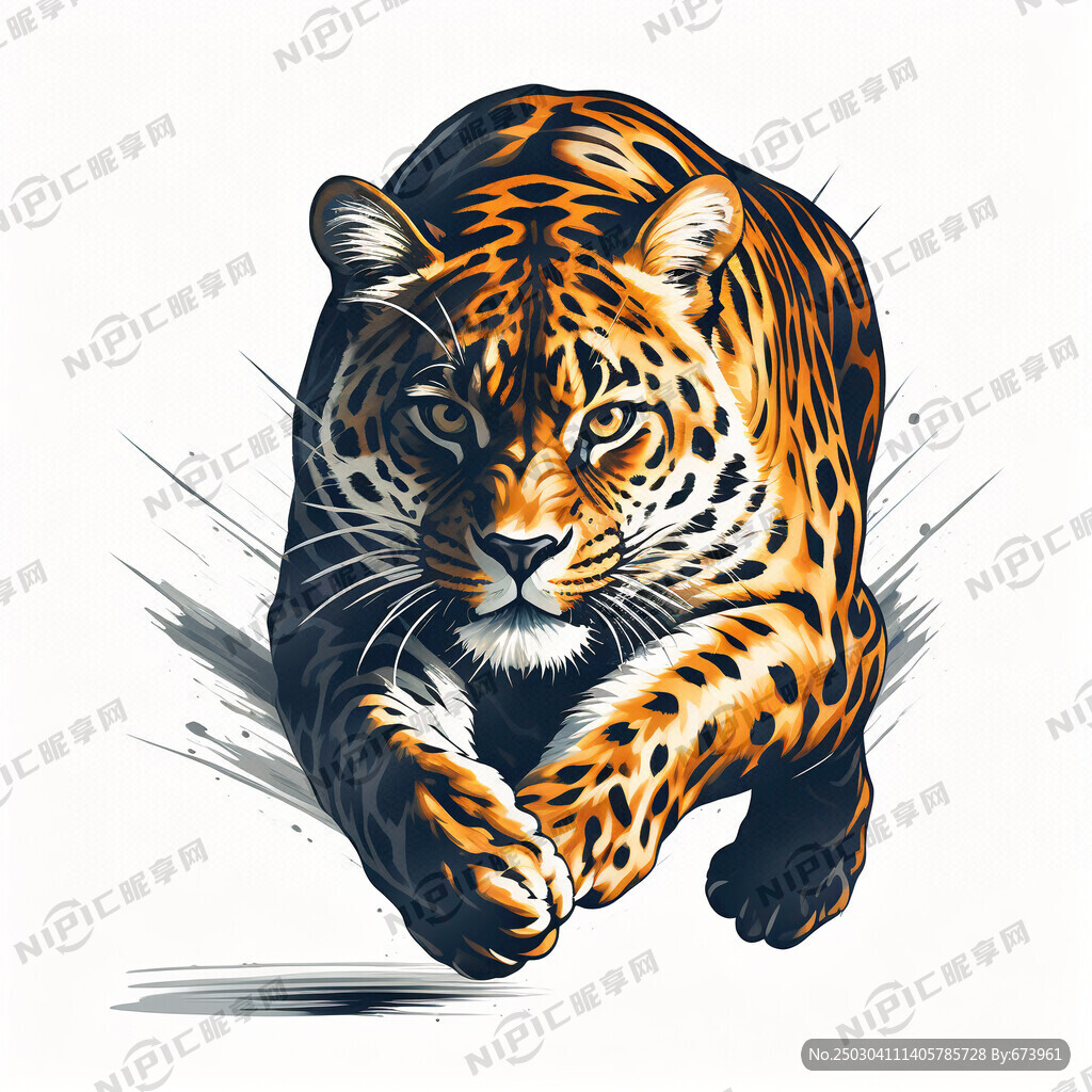 一只凶猛的豹子在奔跑矢量图