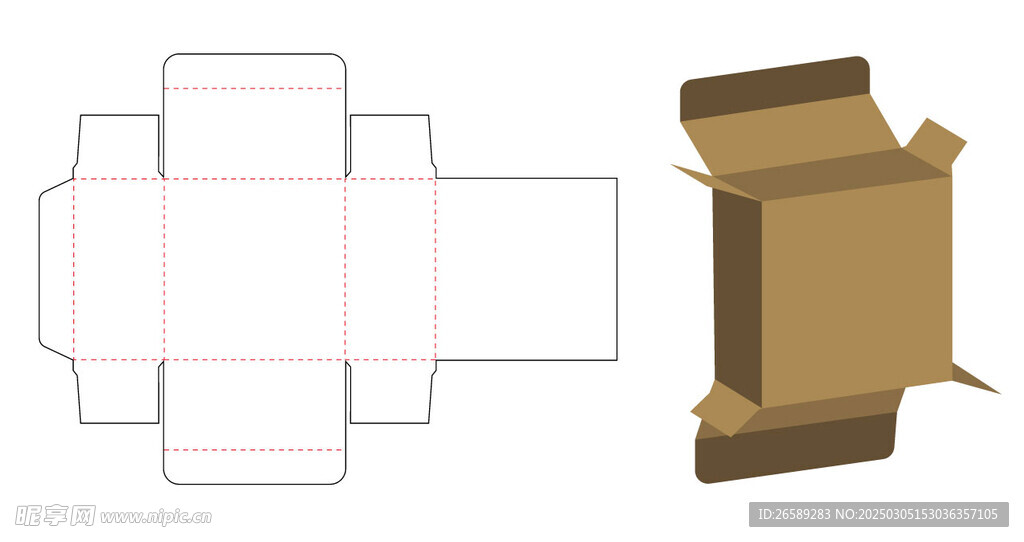 翻盖包装盒展开图模板