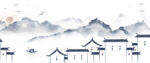 江南水墨房屋背景