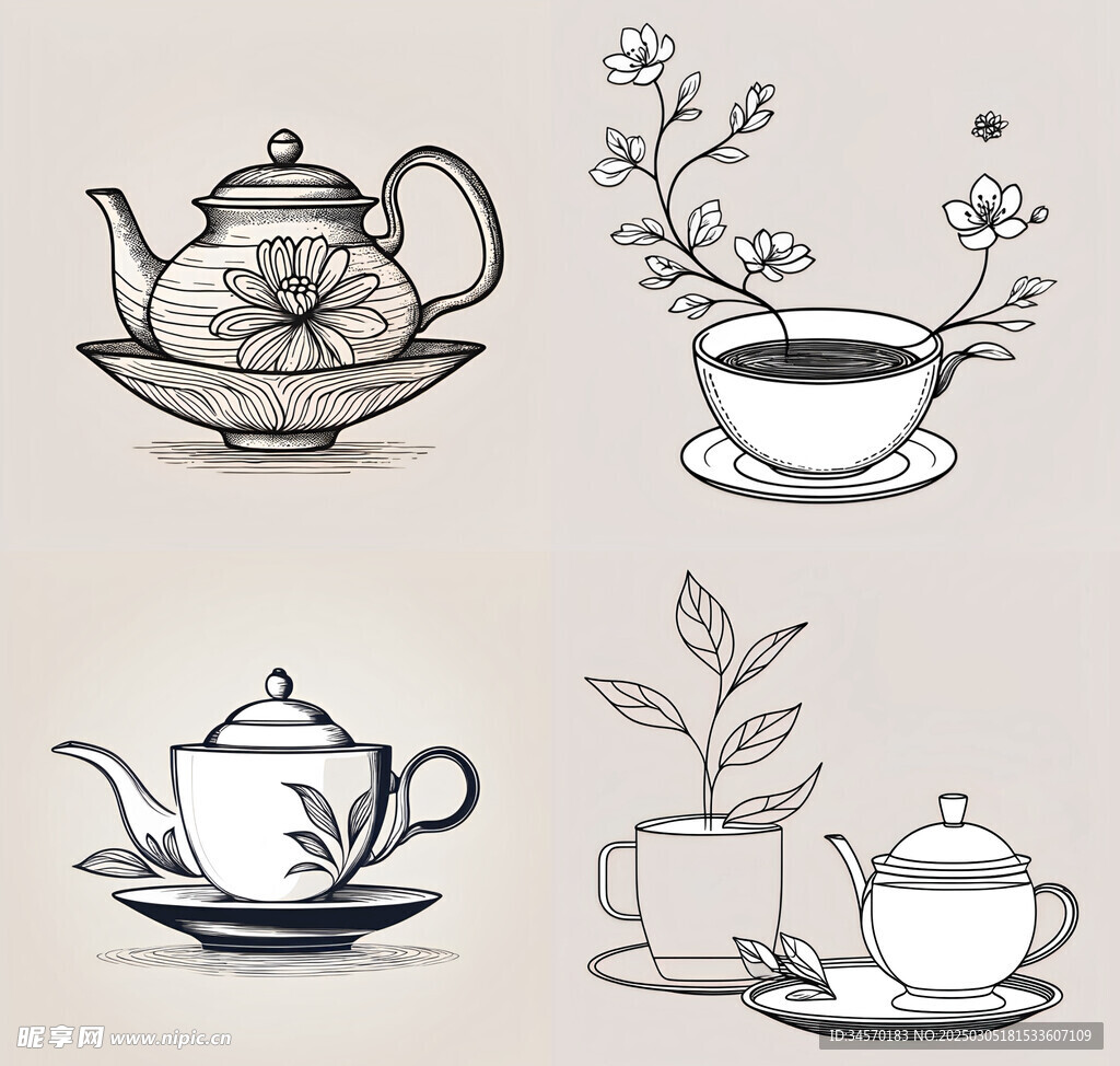 手绘茶杯图片