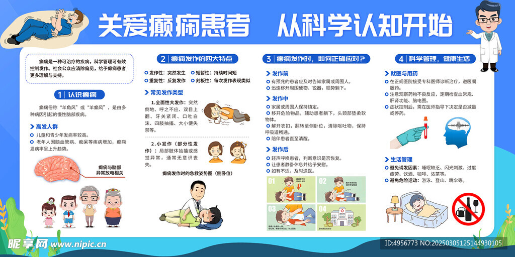 关注癫痫守护健康宣传栏展板