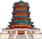 济南大明湖超然楼插画