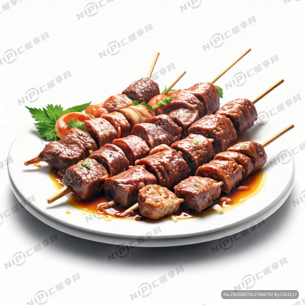 牛肉串背景白色