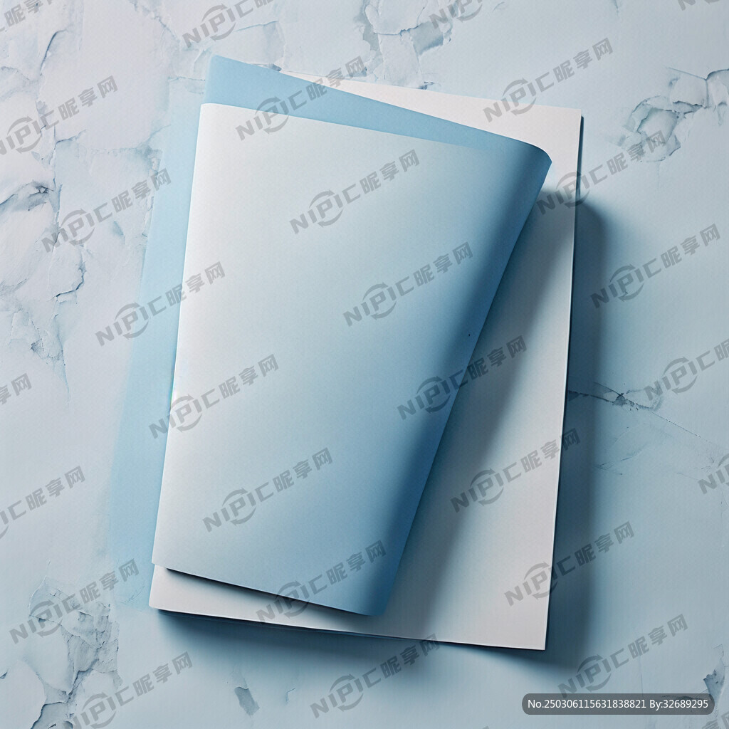 蓝色简约三折页