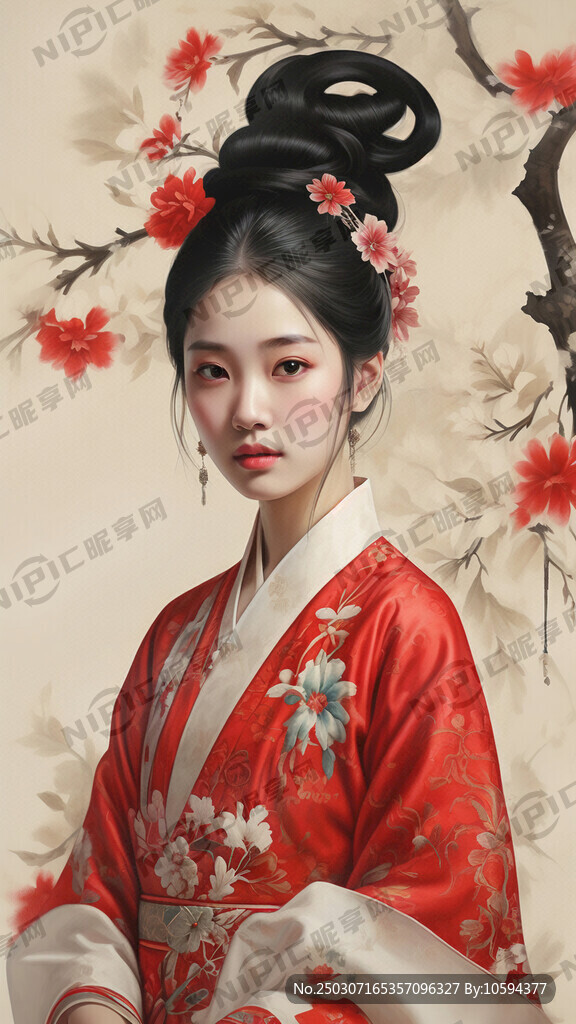 清朝格格面容 红色国潮风