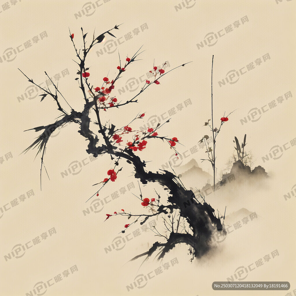 中国风 山水画 米黄色背景