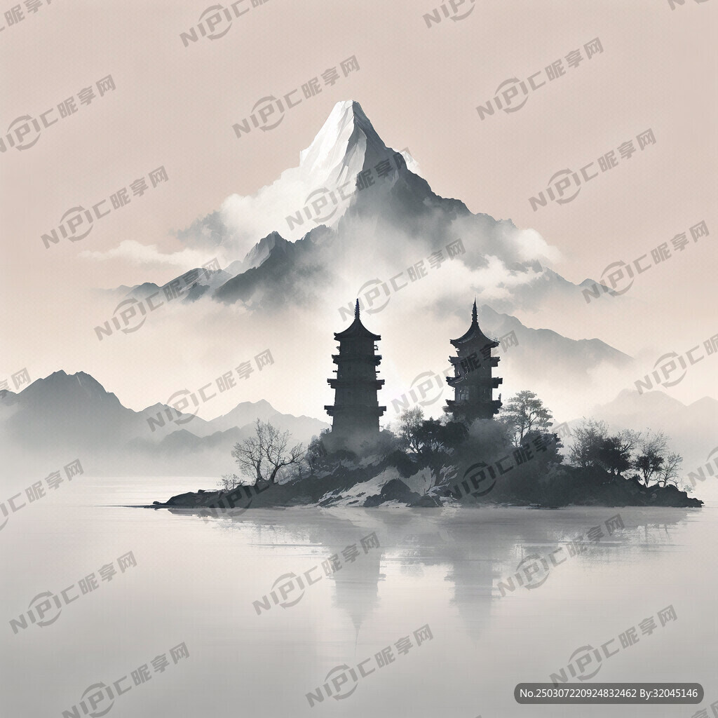苍山 洱海大理三塔 剪影