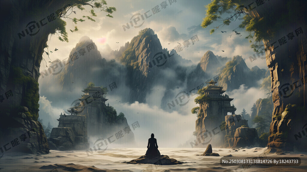 大气磅薄诗词背景设计