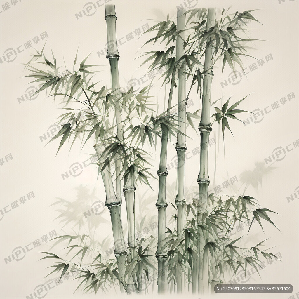 3颗竹子 手绘