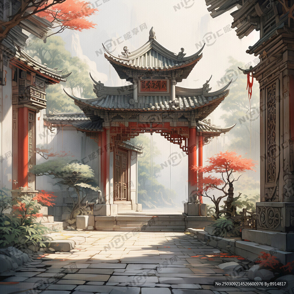 中式门头琉璃瓦效果图