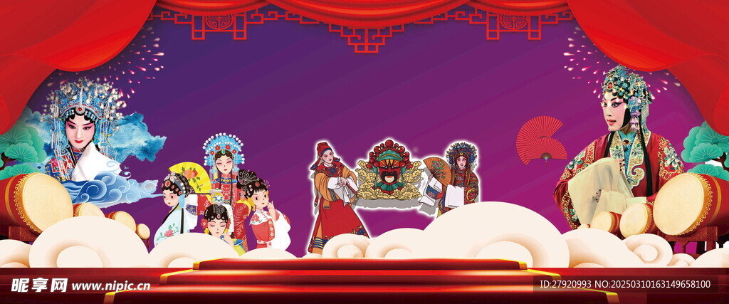 红色戏曲背景