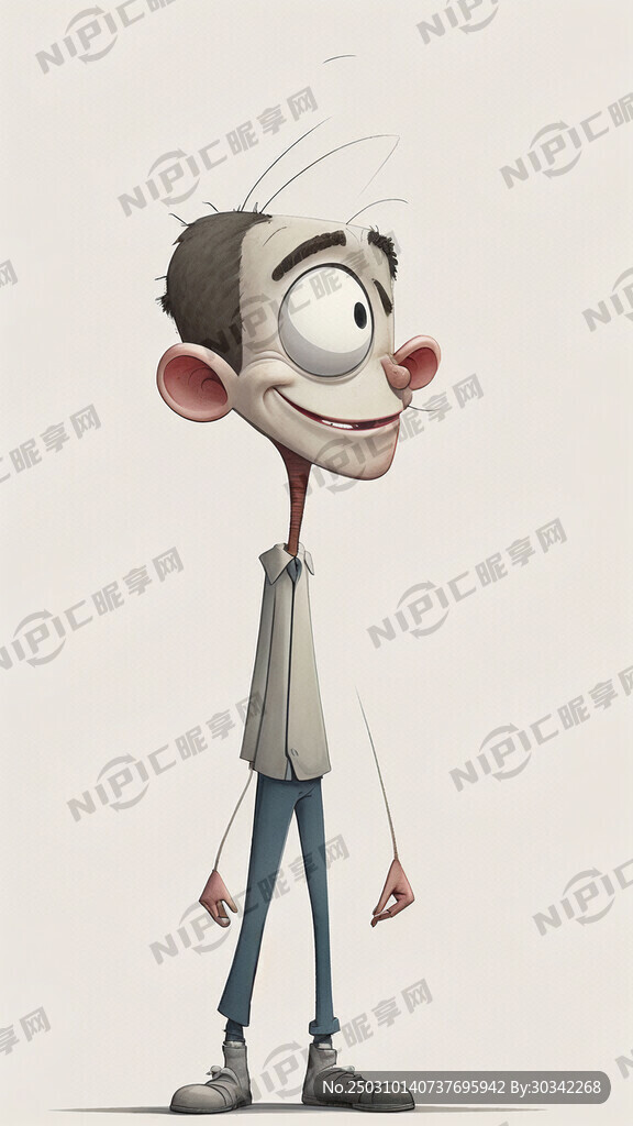 左后侧站着扁平卡通男