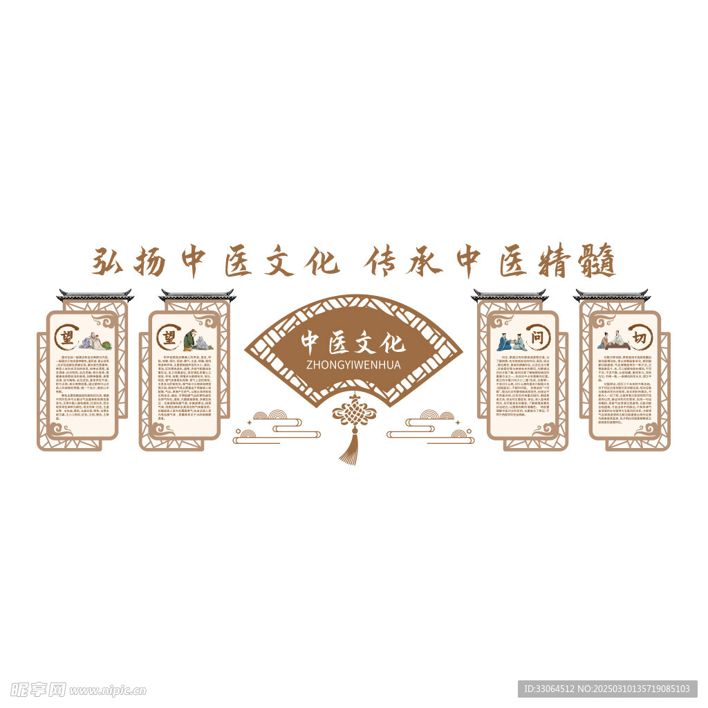 棕色中医文化墙