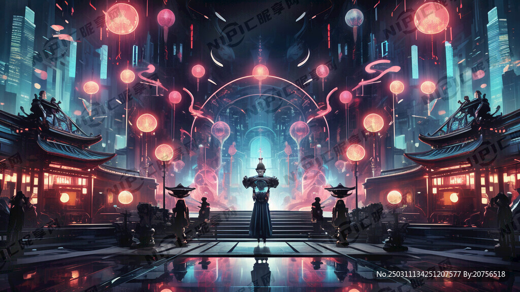 赛博朋克风格魔术背景 高清图
