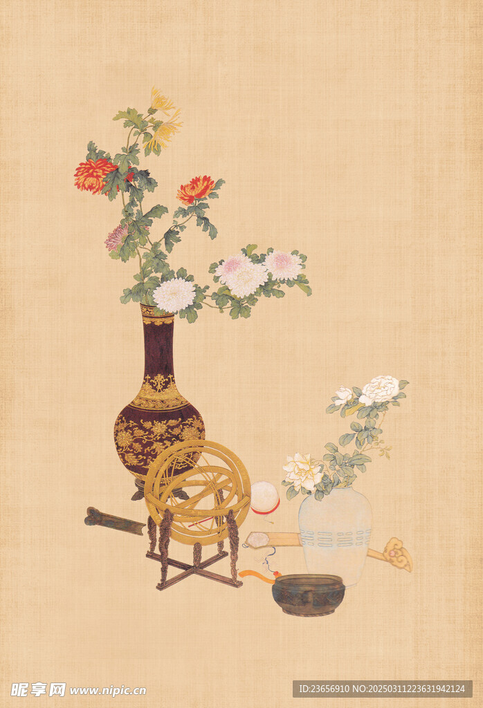 工笔中国风画分层素材 