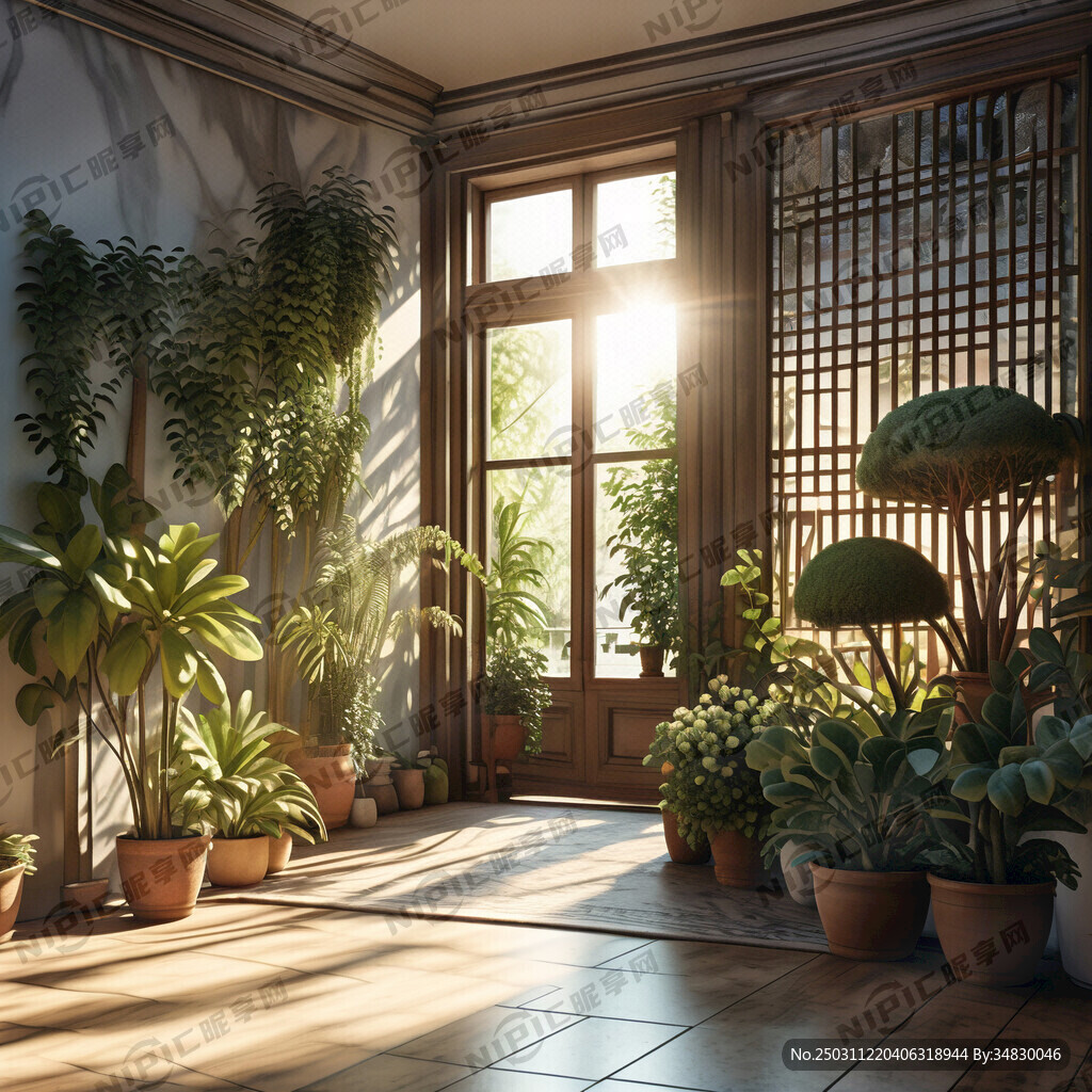 入户门的场景图 光线好 有绿植