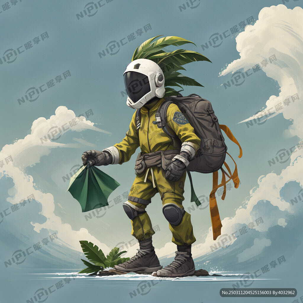 环保卫士 拟人化椰子树 主色调