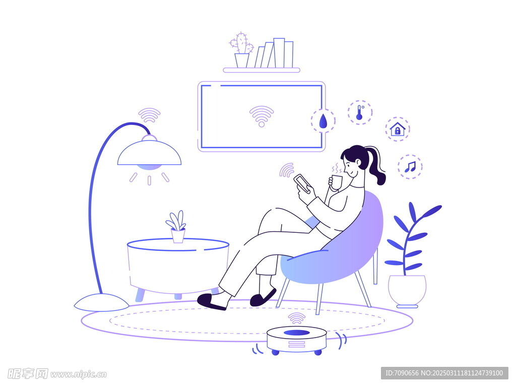 科技引领未来插画    