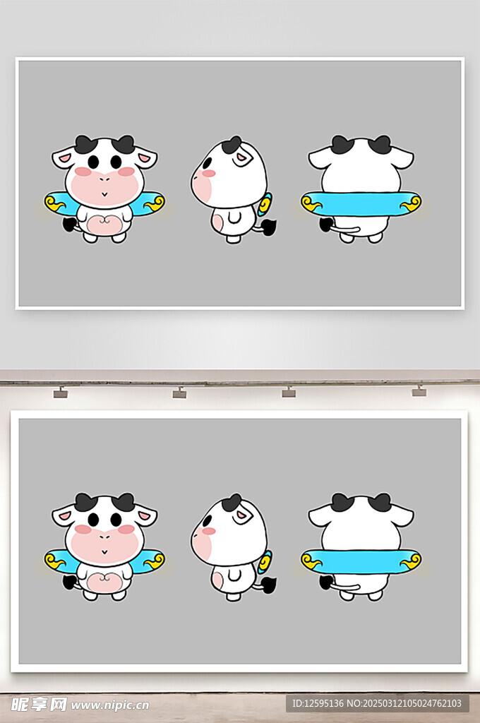 小奶牛滑板形象