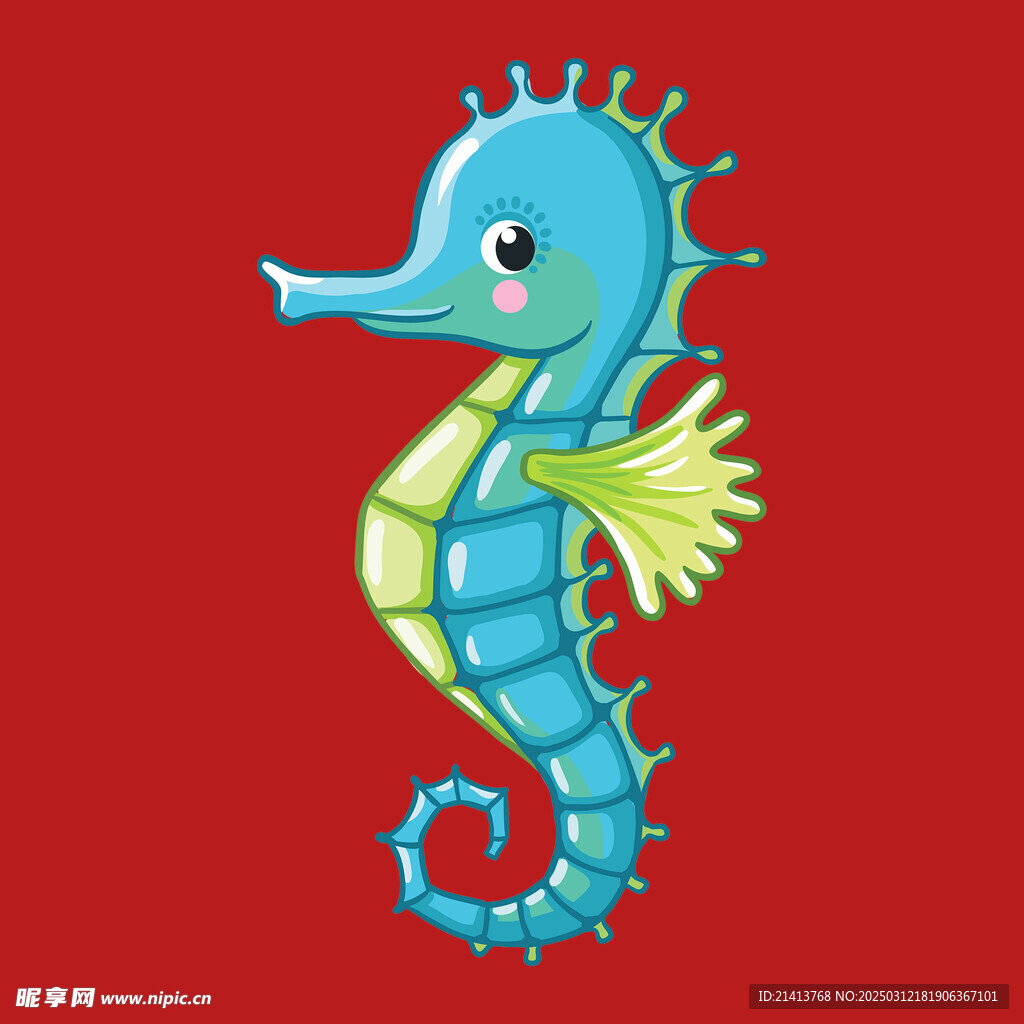 手绘卡通海马 
