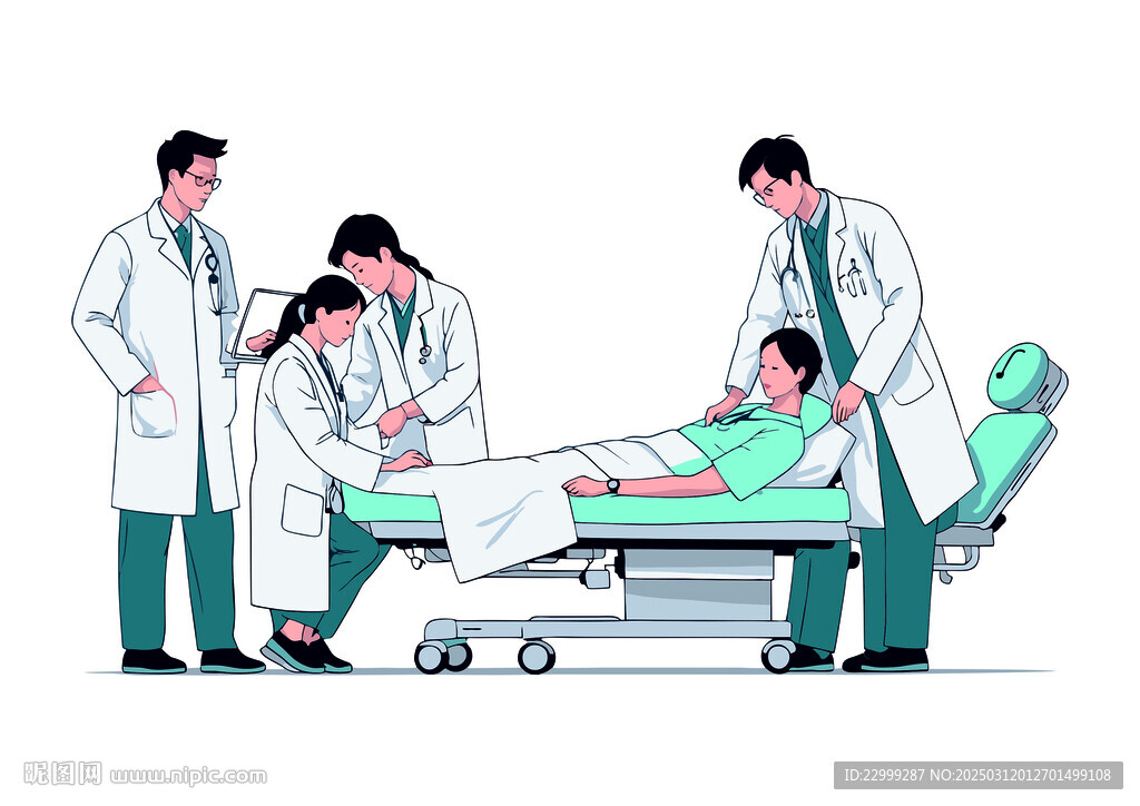 医院场景医生矢量手绘图