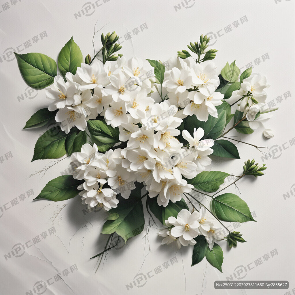 手绘白色洋槐花