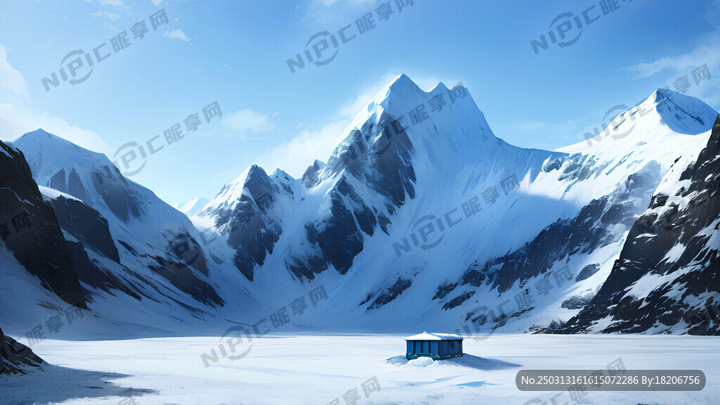 冰川雪山在上面上半部分作为背景