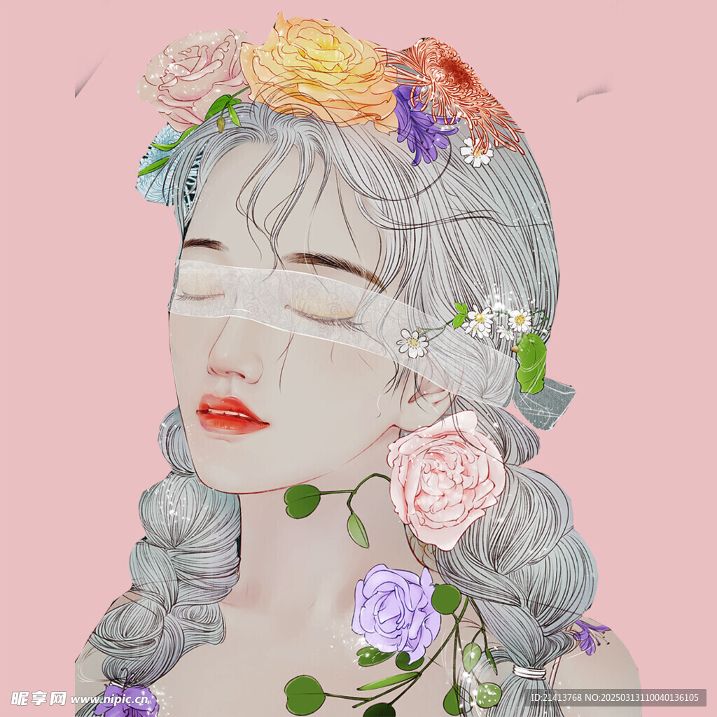 手绘女孩女人