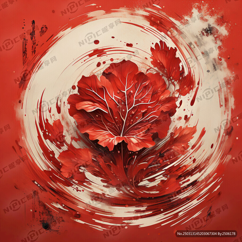 国风 叶  动态  大红