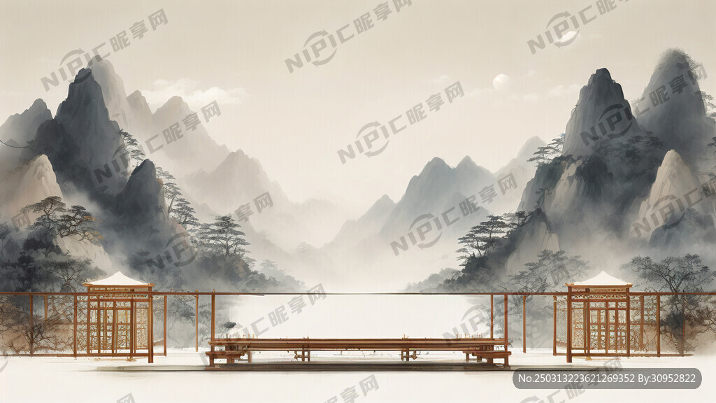 平面设计图 中间是山 有层次感