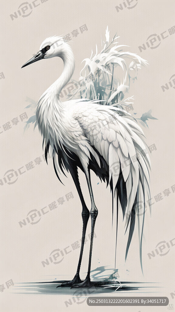 白鹤的吉祥物    插画形象